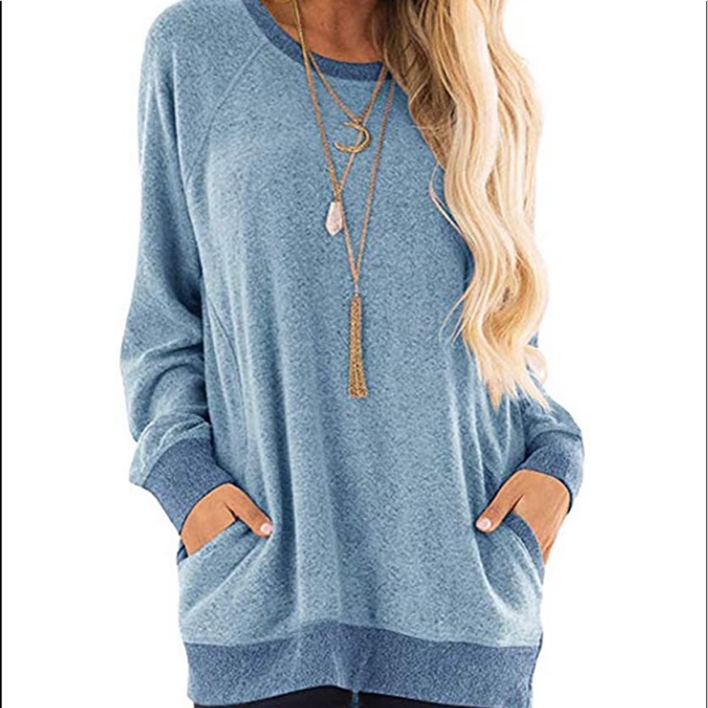 Beautiful woman sweatshirt with pocket loose - Picture 10 of 12